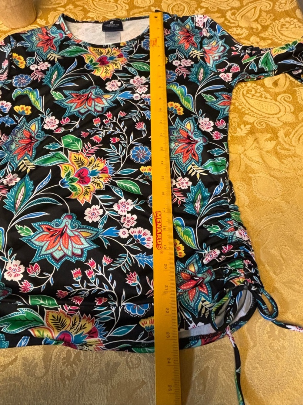 Caribbean Joe Black Floral Long-Sleeve Twist-Hem Swim Top - Picture 7 of 7